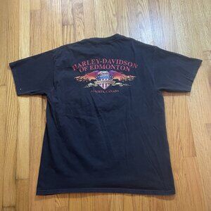 VINTAGE Harley Davidson Motorcycles EDMONTON ALBERTA CANADA POCKET T-Shirt XL